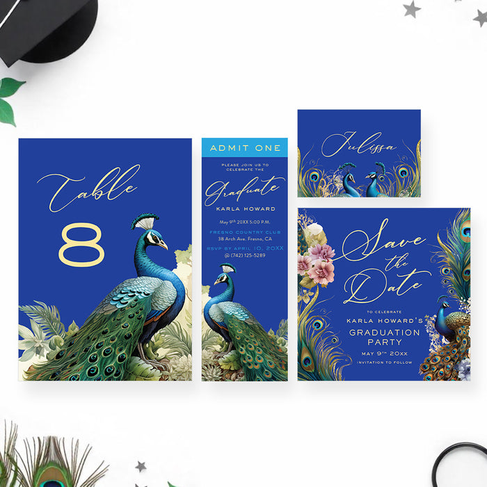 Elegant Peacock Graduation Party Invitation