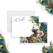 Graduation thank you card with a peacock and floral design, a sophisticated card to help your gratitude make a memorable impression.-front-back