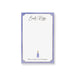 Personalized notepad with lavender border and champagne bottle illustration, elegant women’s stationery
