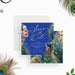 Royal blue save the date card featuring an elegant peacock illustration and floral design, perfect for graduation parties, birthdays, or milestone events.-front-back