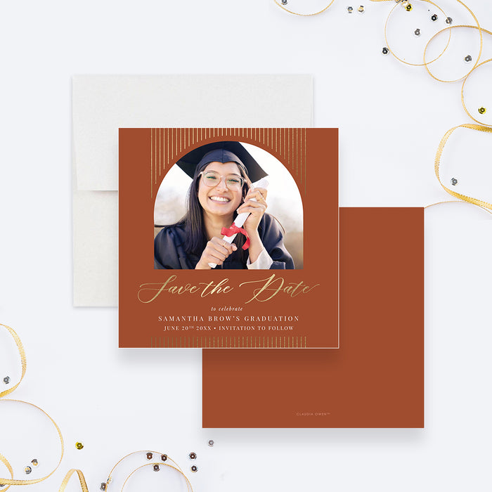 Graduation Save the Date Card with Personalized Photo, Chic Grad Party Graduation Save the Date Card with Personalized Photo, Chic Grad Party
