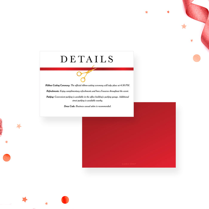 Grand Opening Business Invitation Card, Red Ribbon Cutting Ceremony Invitations, Company Launch Party Invites