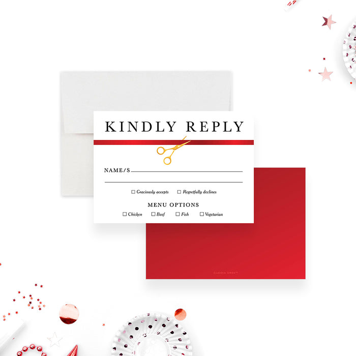 Grand Opening Business Invitation Card, Red Ribbon Cutting Ceremony Invitations, Company Launch Party Invites