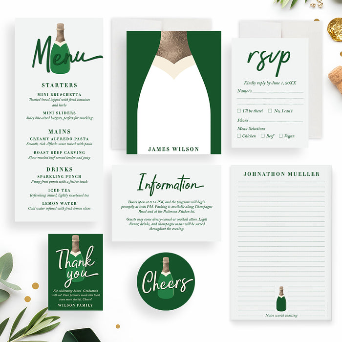 Personalized Champagne Bottle Graduation Party Invitation