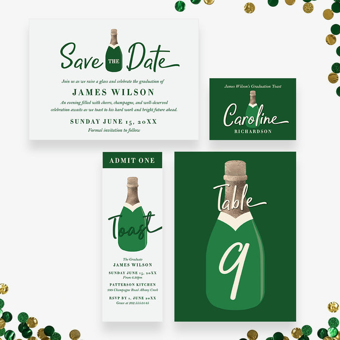Personalized Champagne Bottle Graduation Party Invitation