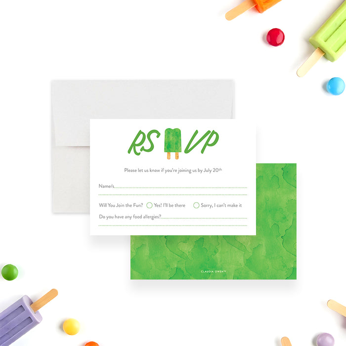 Personalized Green Ice Pop Birthday Party Invitation for Kids