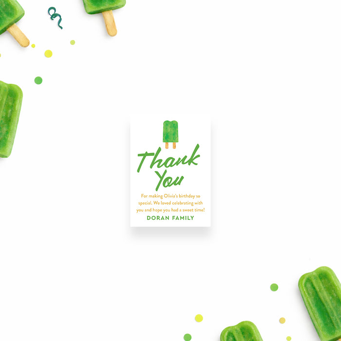 Personalized Green Ice Pop Birthday Party Invitation for Kids