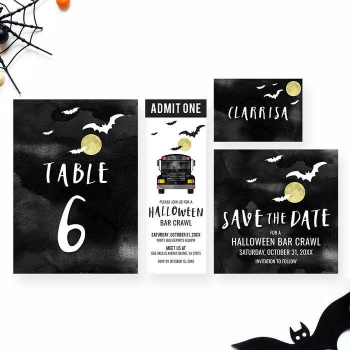 Halloween Bar Crawl Invitation Party Bus Adult Celebration