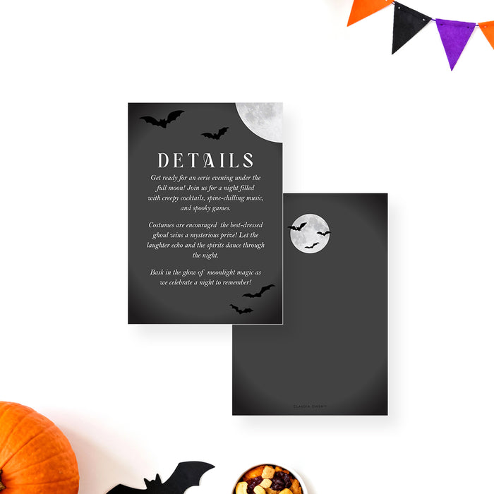 Halloween Party Invitation Spooky Moon Bats Night Invite