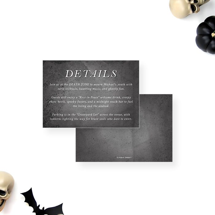 Gothic Tombstone Halloween Invitation Spooky Crow Party Card