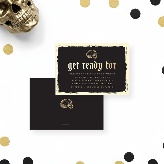 Spooky Halloween Invitation Gothic Birthday Skull Party Card
