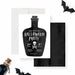 Halloween party invitation featuring a potion bottle with a skull and crossbones illustration, perfect for a spooky or haunting celebration.-front-back