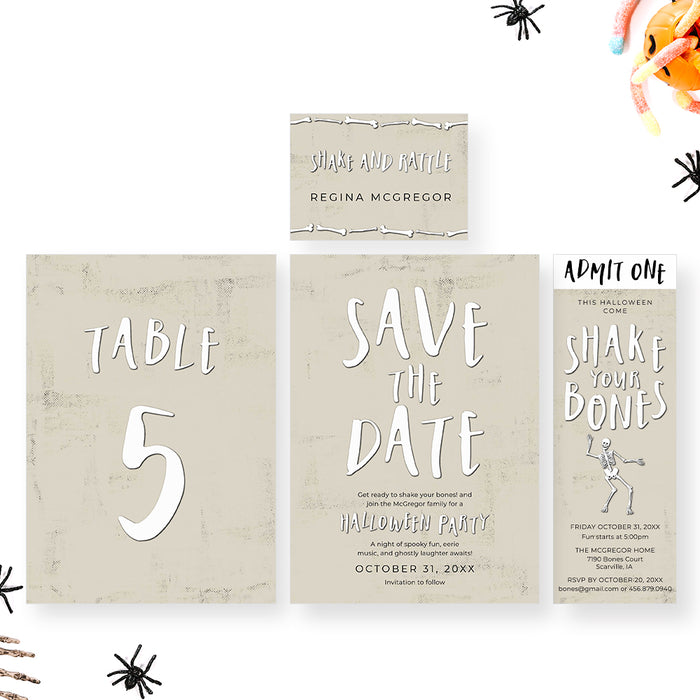 Halloween Party Invitation Skeleton Shake Your Bones Invite