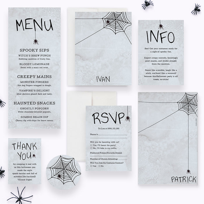 Halloween Party Invitation Spooky Spider Web Invite