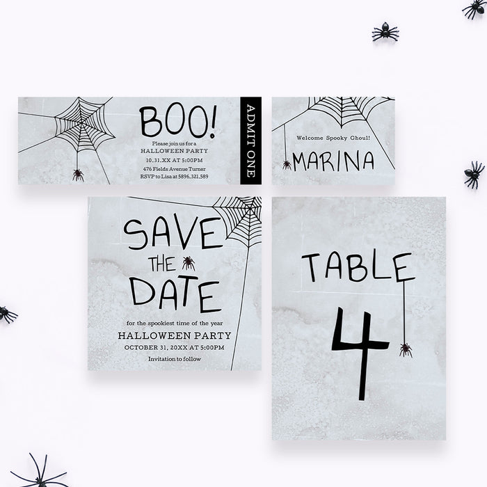 Halloween Party Invitation Spooky Spider Web Invite