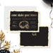 Halloween invitation card featuring vintage skull artwork and gothic-style typography, personalized for spooky celebrations.-front-back