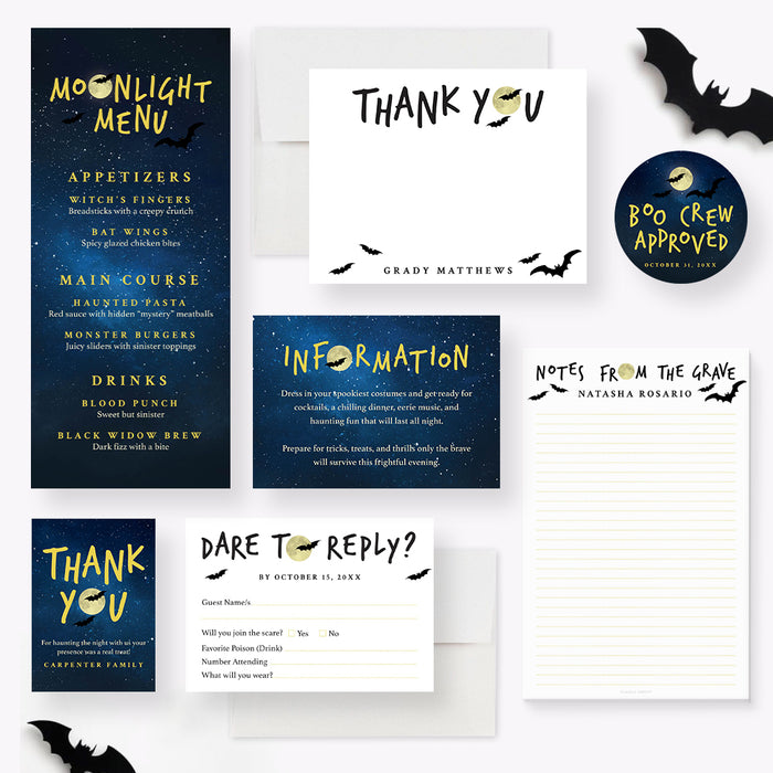 Halloween Party Invitation Spooky Night Sky Design
