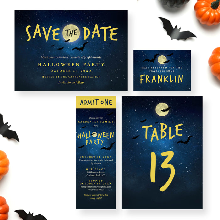 Halloween Party Invitation Spooky Night Sky Design