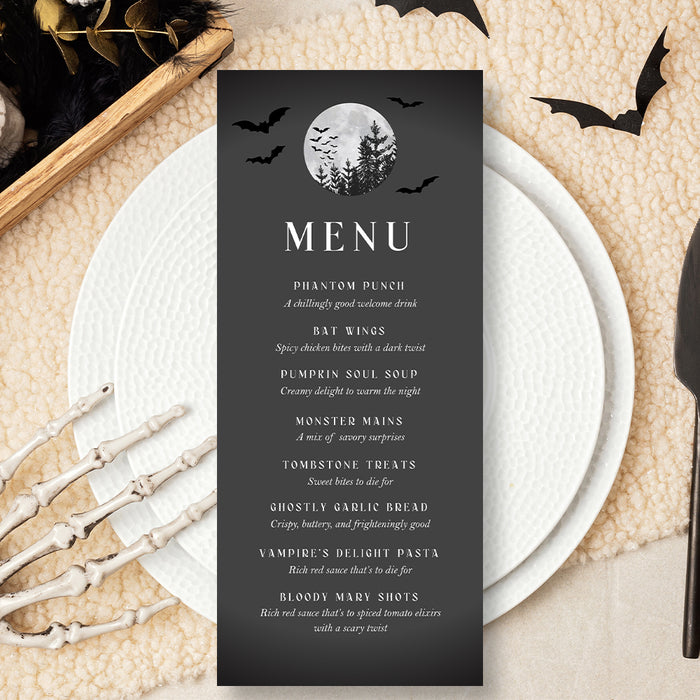 Halloween Party Invitation Spooky Moon Bats Night Invite