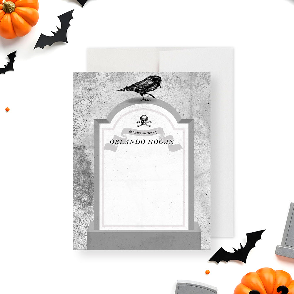 Gothic Tombstone Halloween Note Card Spooky Stationery