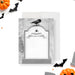 Halloween note card featuring a tombstone with a black crow and skull illustration, perfect for spooky gothic stationery gift.-front