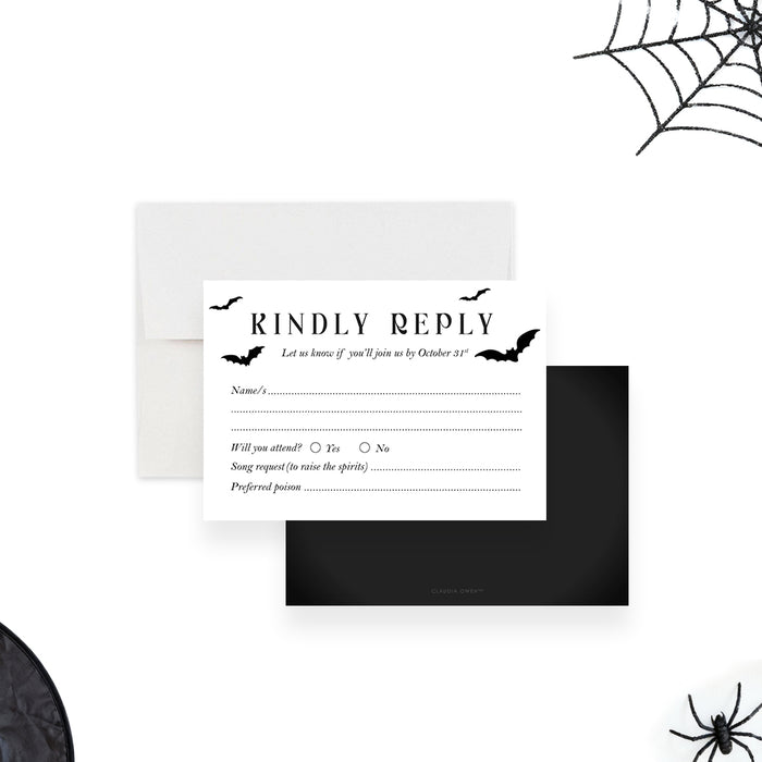 Halloween Party Invitation Spooky Moon Bats Night Invite