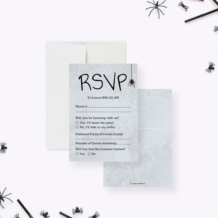 Halloween Party Invitation Spooky Spider Web Invite