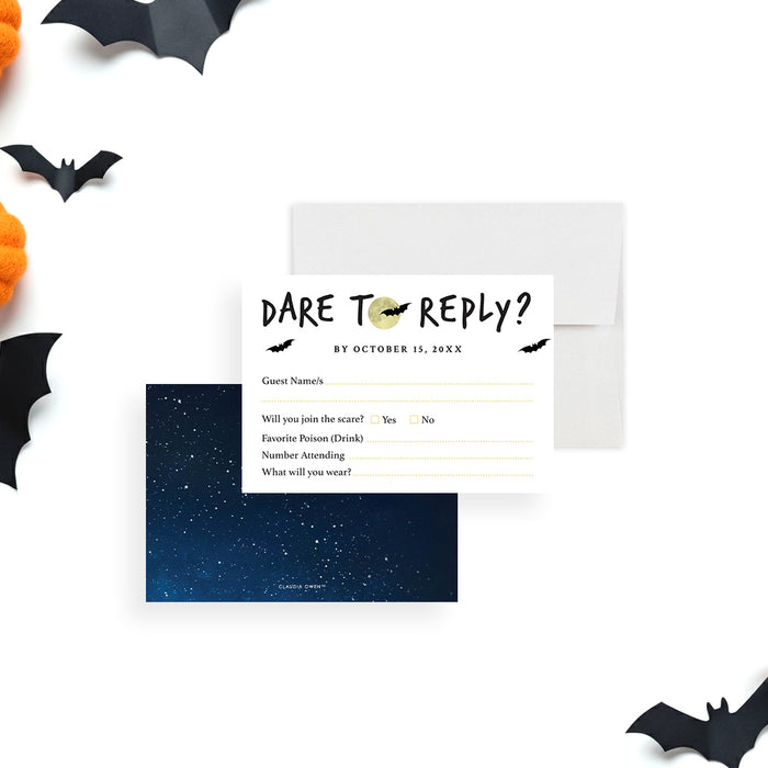 Halloween Party Invitation Spooky Night Sky Design