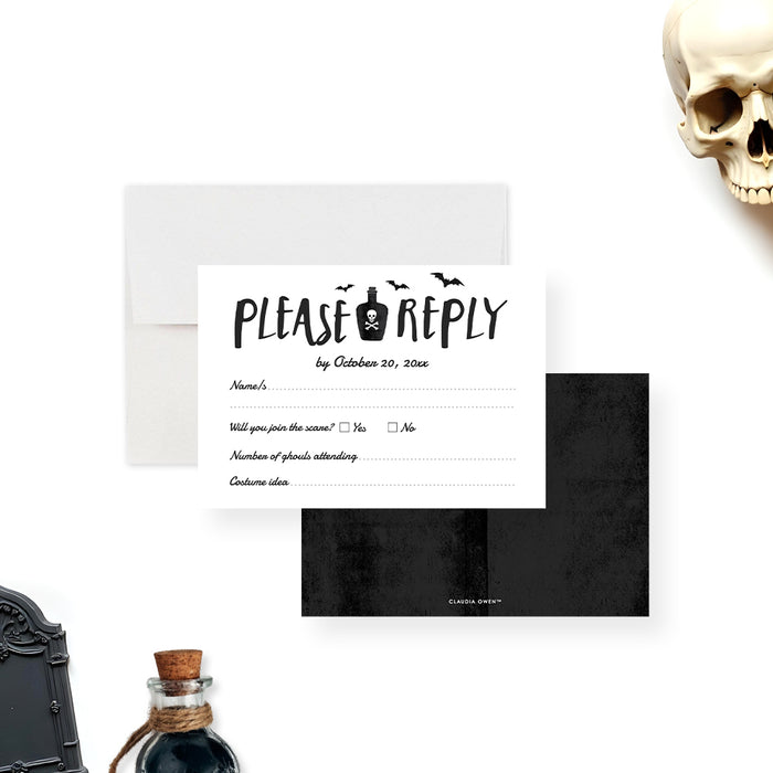 Halloween Party Invitation Potion Bottle Skull Design