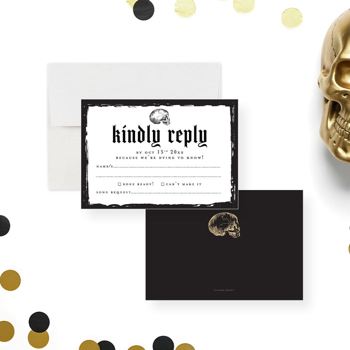 Spooky Halloween Invitation Gothic Birthday Skull Party Card