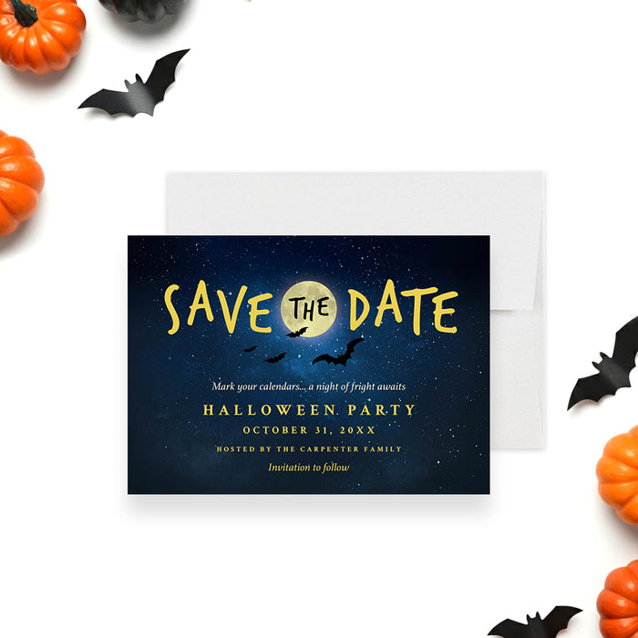Halloween Party Invitation Spooky Night Sky Design