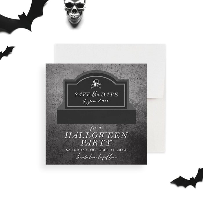 Gothic Tombstone Halloween Invitation Spooky Crow Party Card