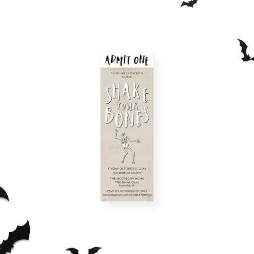 skeleton halloween ticket invitation admit one spooky party invite
