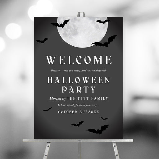 halloween welcome sign spooky moon bats party entrance