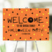 Halloween welcome sign with black and yellow dots and a spider design, perfect for spooky event decor and greeting guests.