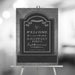 Halloween welcome sign with a spooky tombstone featuring a skull and banner design — gothic party entrance decor for haunted events