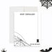 Personalized Halloween thank you card featuring a minimalist spider web design with a hanging spider on a clean white background-front