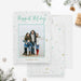 Editable “Happiest Holidays” digital photo card featuring a modern minimalist design with gold and teal accents, customizable family Christmas greeting.