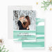 “Happy Holidays” digital photo card featuring a modern mint green watercolor design, customizable couple Christmas greeting.