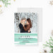 “Happy Holidays” digital photo card featuring a modern mint green watercolor design, customizable couple Christmas greeting.