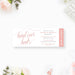 Blush engagement ticket invitation with “head over heels” script and elegant minimalist layout