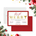 Let’s Get Merry holiday cocktail party invitation with red and gold seasonal design and martini glass-front-back