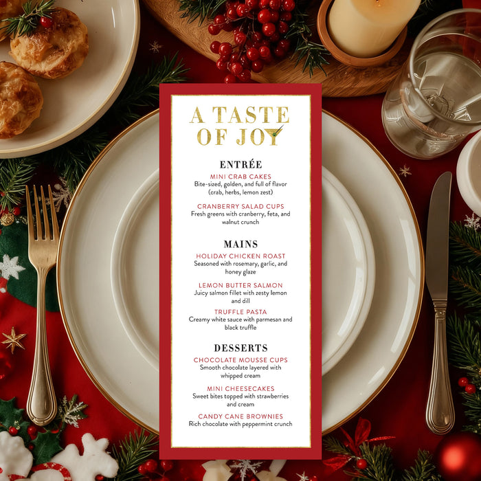 Holiday Cocktail Party Invitation Red Gold Christmas Invite