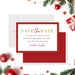 elegant red and gold holiday cocktail party save the date card with modern festive typography and seasonal design-front-back