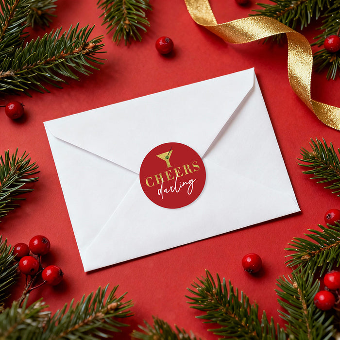 Holiday Cocktail Party Invitation Red Gold Christmas Invite