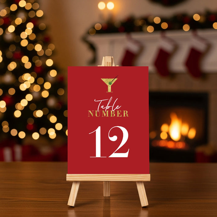 Holiday Cocktail Party Invitation Red Gold Christmas Invite