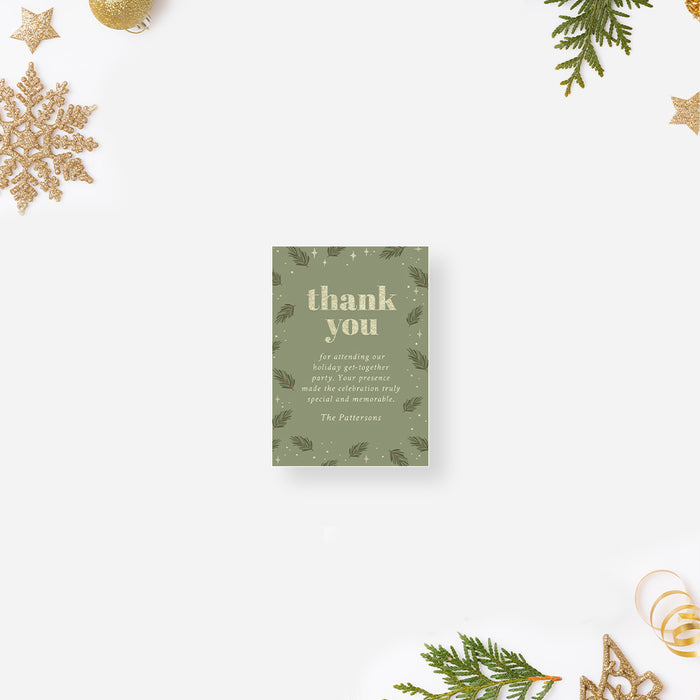 Family Holiday Get Together Invitation Card with Green Pine Boughs, Christmas Neighborhood Potluck Party Invites