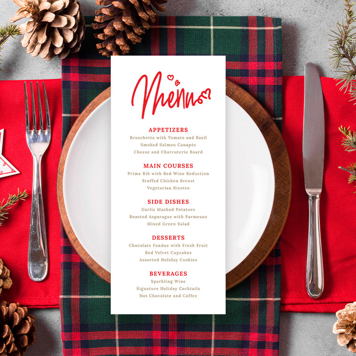 Cute Holiday Party Invitation Card in Red and White, Personalized Couples Christmas Party Invites, Romantic Holiday Invitation