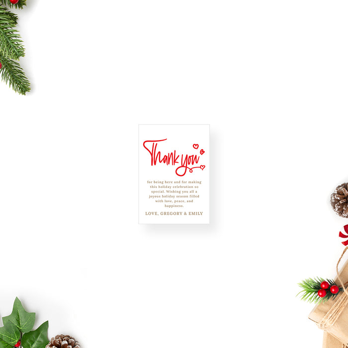 Cute Holiday Party Invitation Card in Red and White, Personalized Couples Christmas Party Invites, Romantic Holiday Invitation