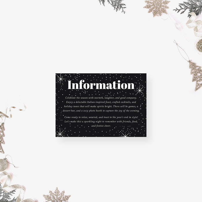 Black Holiday Party Invitation Starry Christmas Invite